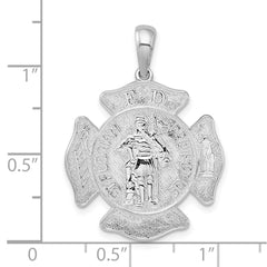 De-Ani Sterling Silver Rhodium-Plated St. Florian Fire Department Medal Pendant