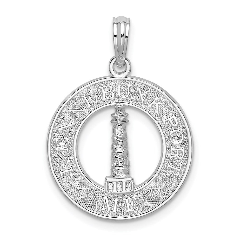 De-Ani Sterling Silver Rhodium-Plated Kennebunkport Circle with Lighthouse Pendant