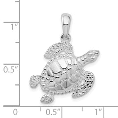 De-Ani Sterling Silver Rhodium-Plated Polished Sea Turtle Pendant - 2