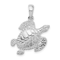 De-Ani Sterling Silver Rhodium-Plated Polished Sea Turtle Pendant - 2