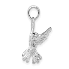 De-Ani Sterling Silver Rhodium-Plated Polished Hummingbird Pendant - 3