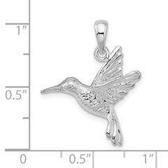 De-Ani Sterling Silver Rhodium-Plated Polished Hummingbird Pendant - 3