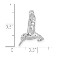 De-Ani Sterling Silver Rhodium-Plated Polished 3D Hummingbird Slide