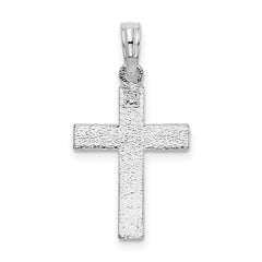 De-Ani Sterling Silver Rhodium-plated All-Over Diamond-Cut Latin Cross Pendant