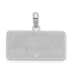 De-Ani Sterling Silver Rhodium-Plated OBX North Carolina License Plate Pendant