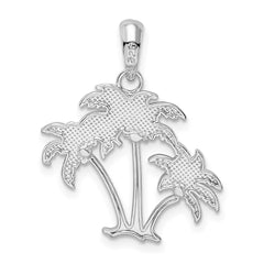 De-Ani Sterling Silver Rhodium-Plated Polished Palm Trees Pendant - 2