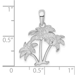 De-Ani Sterling Silver Rhodium-Plated Polished Palm Trees Pendant - 2