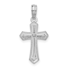 De-Ani Sterling Silver Rhodium-plated Polished Beaded Passion Cross Pendant