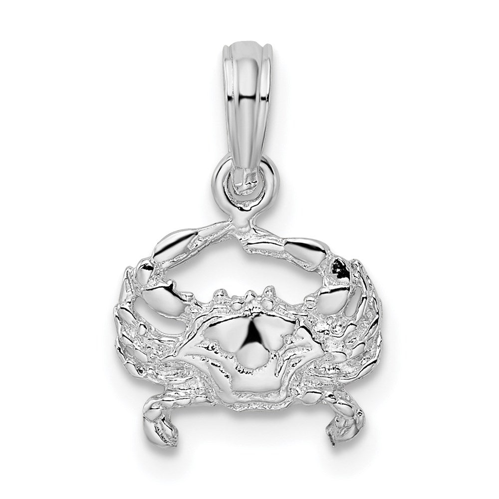 De-Ani Sterling Silver Rhodium-Plated Polished Blue Crab Pendant - 3