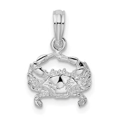 De-Ani Sterling Silver Rhodium-Plated Polished Blue Crab Pendant - 3