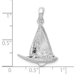 De-Ani Sterling Silver Rhodium-Plated Polished 3D Sailboat Pendant - 4