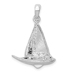 De-Ani Sterling Silver Rhodium-Plated Polished 3D Sailboat Pendant - 4