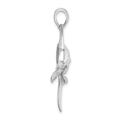 De-Ani Sterling Silver Rhodium-Plated Polished Mahi-Mahi Fish Pendant - 3