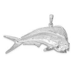 De-Ani Sterling Silver Rhodium-Plated Polished Mahi-Mahi Fish Pendant - 3