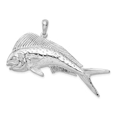 De-Ani Sterling Silver Rhodium-Plated Polished Mahi-Mahi Fish Pendant - 3