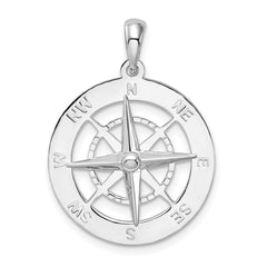 De-Ani Sterling Silver Rhodium-Plated Polished Nautical Compass Pendant