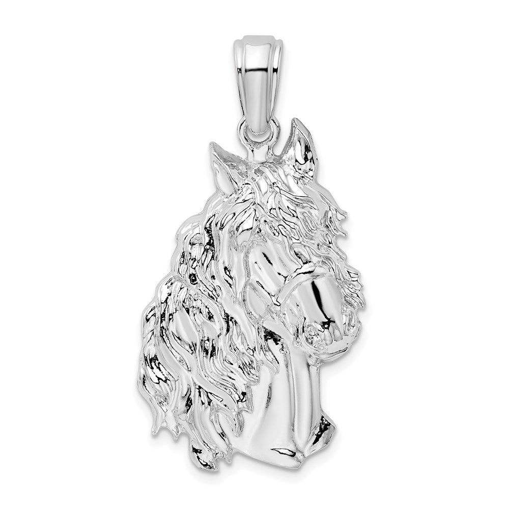 De-Ani Sterling Silver Rhodium-Plated Polished Large Horse Head Pendant - 2