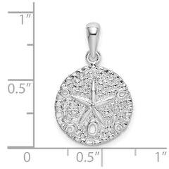 De-Ani Sterling Silver Rhodium-Plated Polished and Textured Sand Dollar Pendant - 6