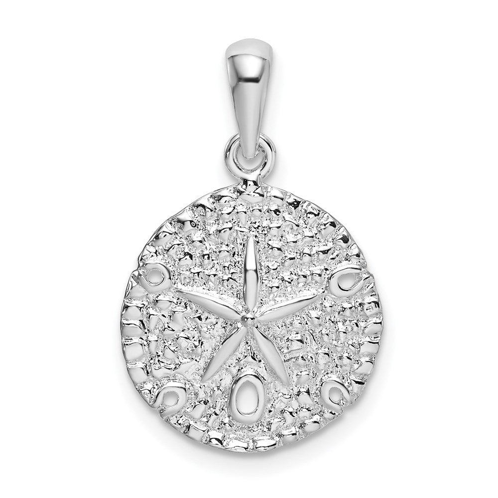 De-Ani Sterling Silver Rhodium-Plated Polished and Textured Sand Dollar Pendant - 6
