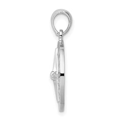 De-Ani Sterling Silver Rhodium-Plated Polished Nautical Compass Pendant - 2