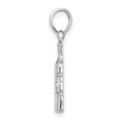 De-Ani Sterling Silver Rhodium-Plated Polished Wine Bottle Pendant