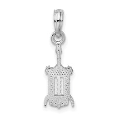 De-Ani Sterling Silver Rhodium-Plated Polished Wine Bottle Opener Pendant