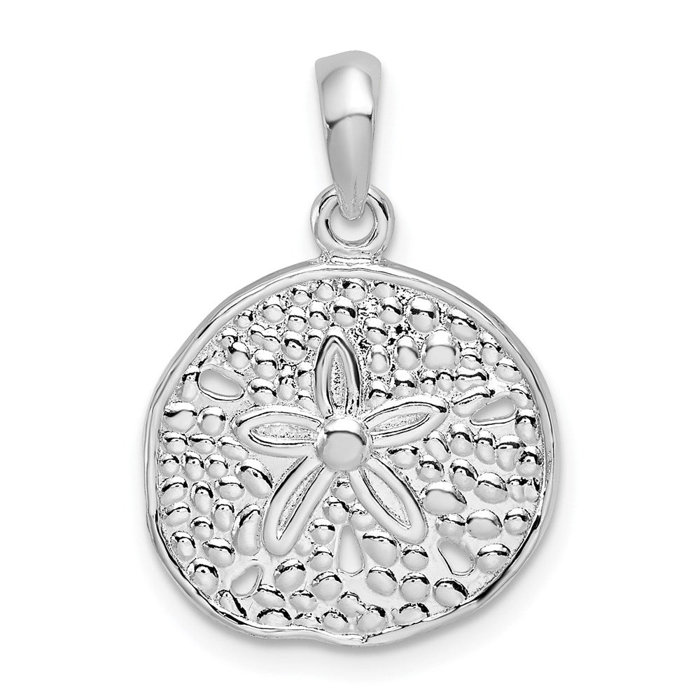 De-Ani Sterling Silver Rhodium-Plated Polished Sand Dollar Pendant - 4