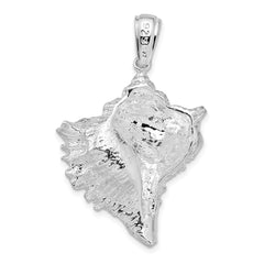 De-Ani Sterling Silver Rhodium-Plated Polished Conch Shell Pendant - 2