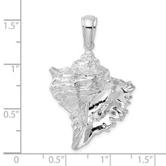 De-Ani Sterling Silver Rhodium-Plated Polished Conch Shell Pendant - 2