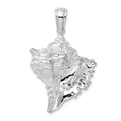 De-Ani Sterling Silver Rhodium-Plated Polished Conch Shell Pendant - 2