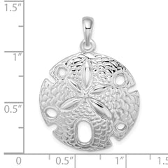 De-Ani Sterling Silver Rhodium-Plated Polished Large Sand Dollar Pendant - 2