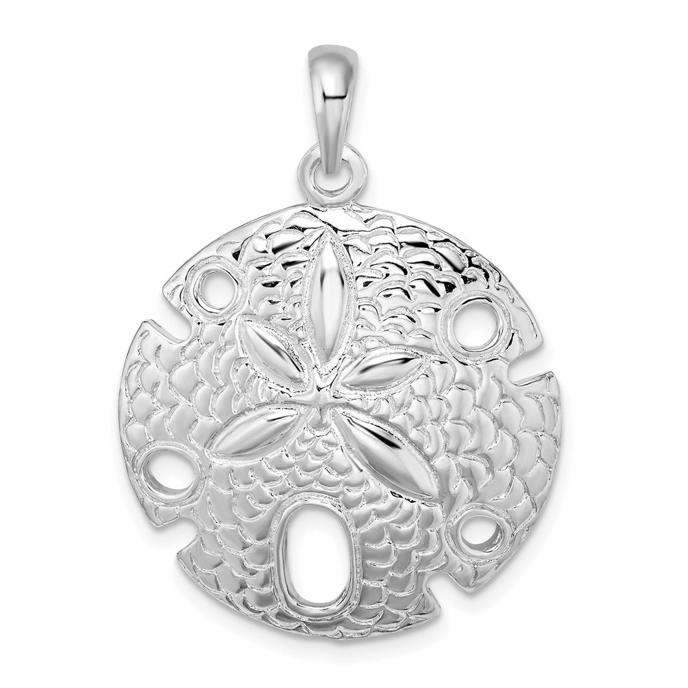 De-Ani Sterling Silver Rhodium-Plated Polished Large Sand Dollar Pendant - 2