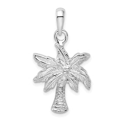 De-Ani Sterling Silver Rhodium-Plated Polished Palm Tree Pendant - 4