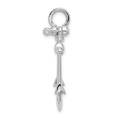 De-Ani Sterling Silver Rhodium-Plated Polished 3D Anchor Pendant - 3