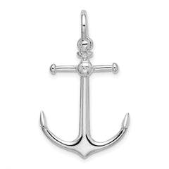 De-Ani Sterling Silver Rhodium-Plated Polished 3D Anchor Pendant - 3