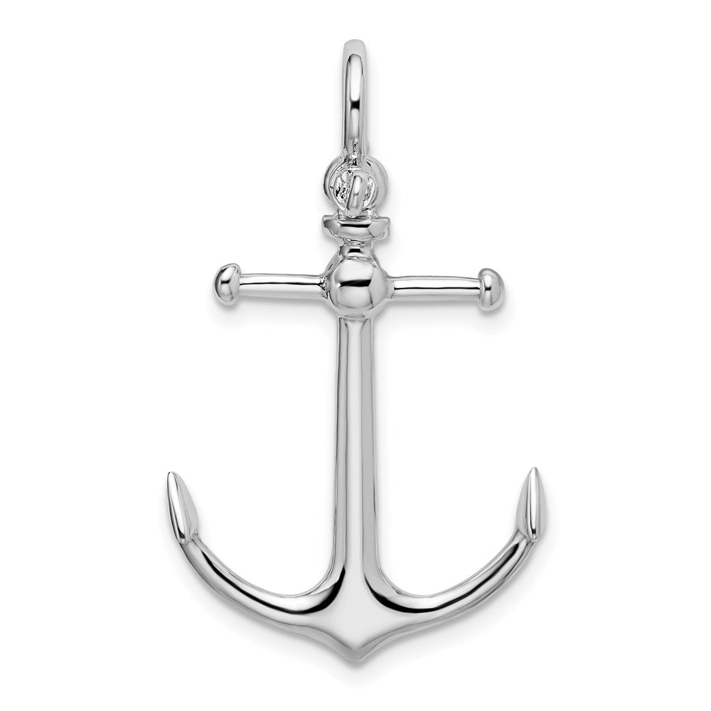 De-Ani Sterling Silver Rhodium-Plated Polished 3D Anchor Pendant - 3