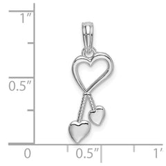 De-Ani Sterling Silver Rhodium-Plated Polished Cut-Out Heart with Tassel Pendant