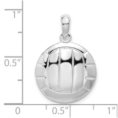 De-Ani Sterling Silver Rhodium-Plated Polished Volleyball Pendant - 2