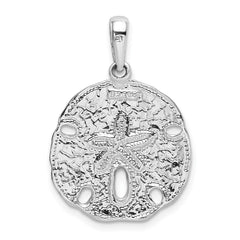 De-Ani Sterling Silver Rhodium-Plated Polished Enameled Sand Dollar Pendant - 2