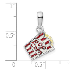 De-Ani Sterling Silver Rhodium-Plated 3D Enameled Bag of Popcorn Pendant