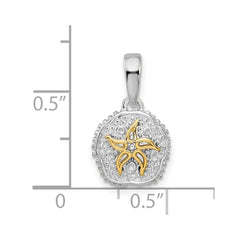 De-Ani Sterling Silver Rhodium-Plated Sand Dollar with 14k Starfish Pendant