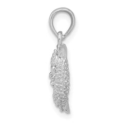 De-Ani Sterling Silver Rhodium-Plated Polished 3D Pisces Zodiac Pendant