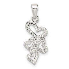 Sterling Silver Polished Multiple Heart Pendant
