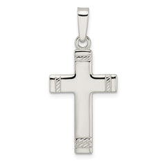 Sterling Silver Polished w/Rope Ends Latin Cross Pendant