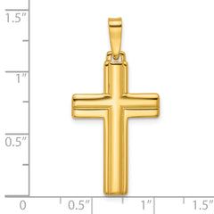 Sterling Silver Gold-tone Polished and Grooved Cross Pendant - 3