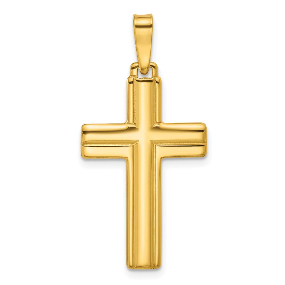 Sterling Silver Gold-tone Polished and Grooved Cross Pendant - 3