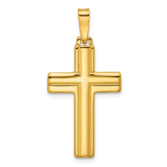 Sterling Silver Gold-tone Polished and Grooved Cross Pendant - 3