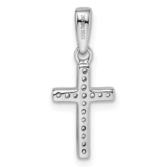 Sterling Silver Rhodium-plated CZ Cross Pendant - 7