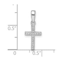 Sterling Silver Rhodium-plated CZ Cross Pendant - 7