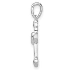 Sterling Silver Rhodium-plated CZ Heart Cross Pendant - 2